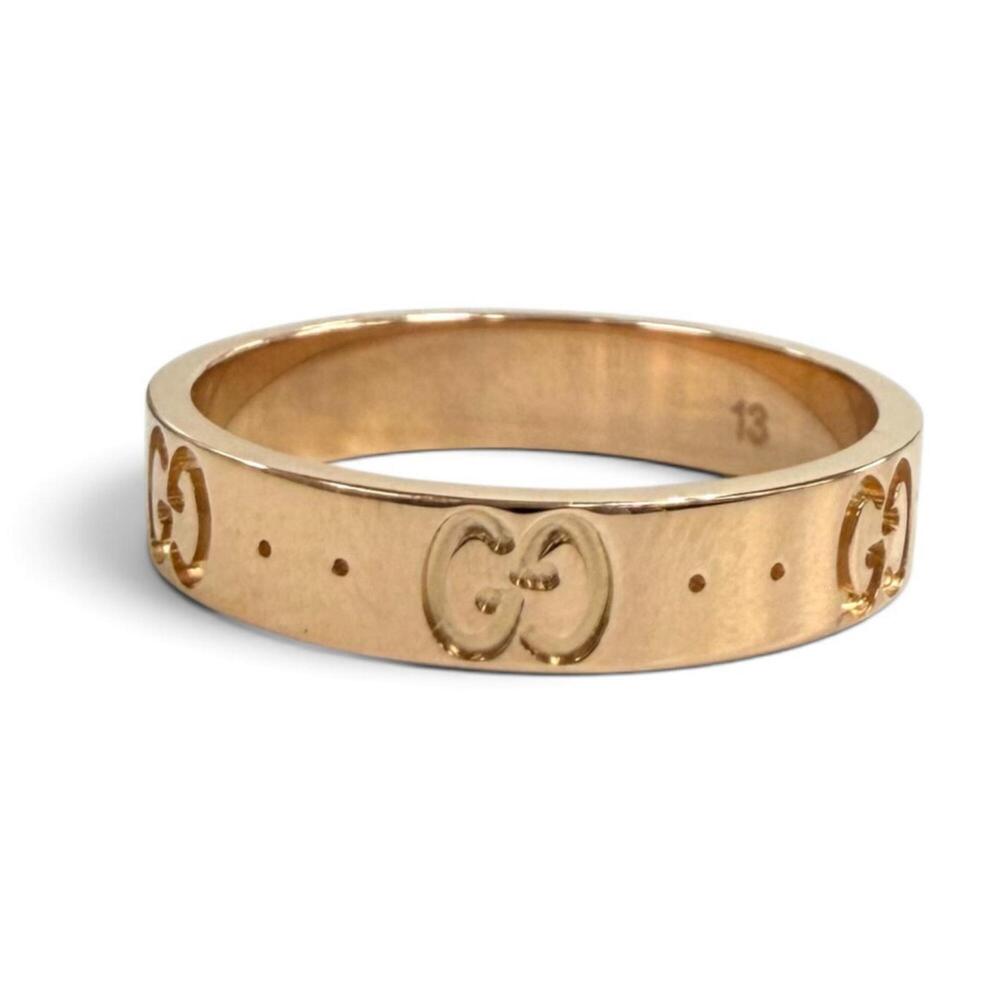 GUCCI 660070 Icon Ring, 750 (PG) Pink Gold, Made in Italy, Weight 3.69g, Wome...